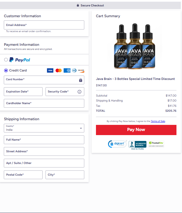 JavaBrain order page